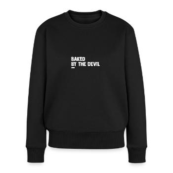 Arawara - Vom Teufel gebacken - Frauen Premium Bio Pullover - Schwarz - Vorne - Julia (174cm)