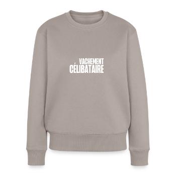 vachement célibataire - Pull Premium bio Femme - taupe - Devant - Julia (174cm)