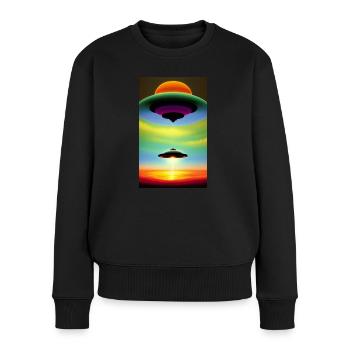 Alien | UFO | Raumschiff | UAP | außerirdische - Frauen Premium Bio Pullover - Schwarz - Vorne - Julia (174cm)