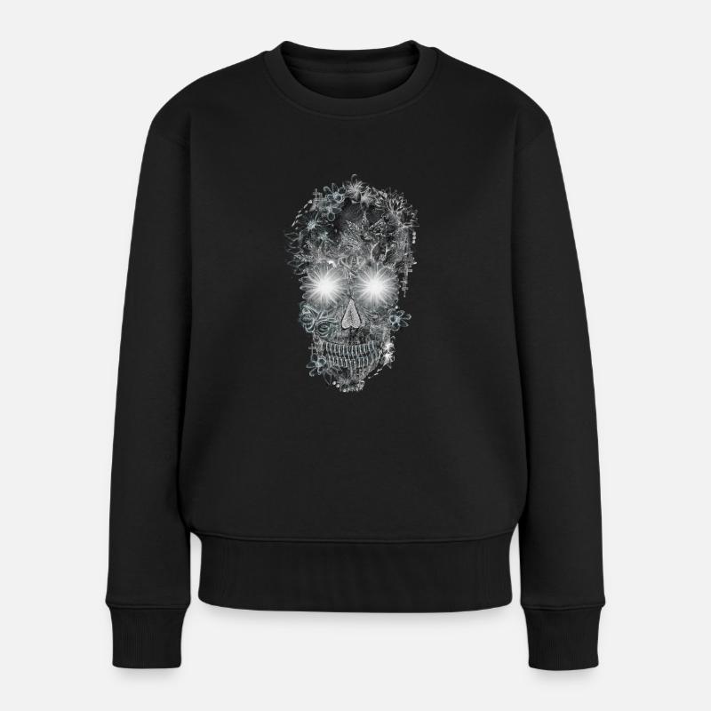 FLOWERHEAD - Frauen Premium Bio Pullover - Schwarz