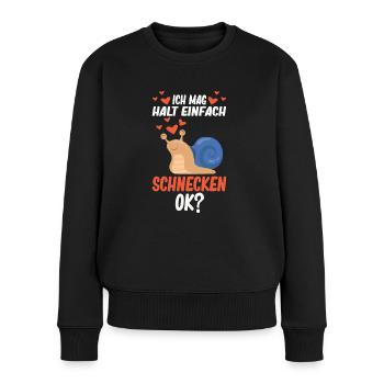 Schnecke Schnecken - Ich mag halt einfach Schnecke - Frauen Premium Bio Pullover - Schwarz - Vorne - Julia (174cm)