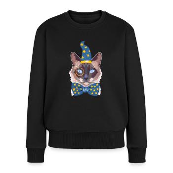 le chat magicien - Pull Premium bio Femme - noir - Devant - Julia (174cm)
