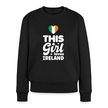 Irland Flagge Urlaub Spruch Irische Fahne Dublin - Frauen Premium Bio Pullover - Schwarz - Vorne - Julia (174cm)