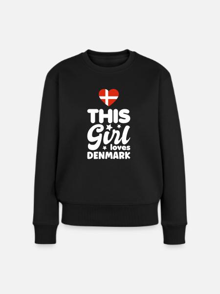 Dänemark Flagge Skandinavien Dänische Flagge Herz - Premium økologisk sweatshirt til kvinder - sort