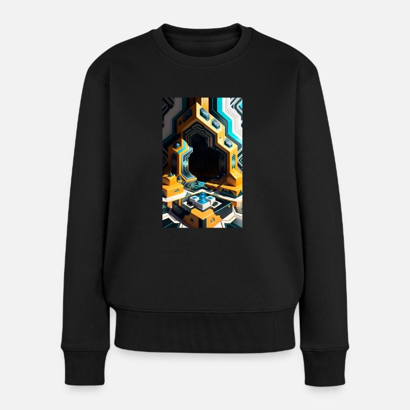 Fantastische Blöcke in einer 3D-Welt - Frauen Premium Bio Pullover - Schwarz