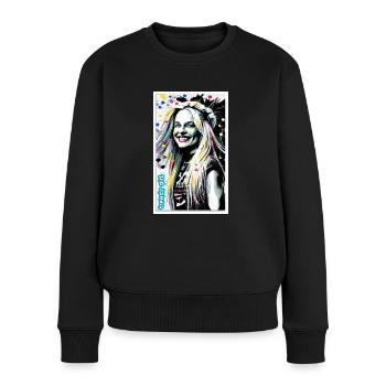 trendy girl - joyful - Frauen Premium Bio Pullover - Schwarz - Vorne - Julia (174cm)