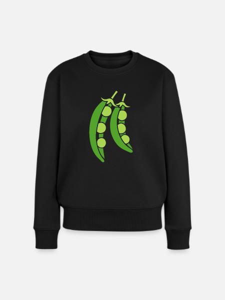 Erbse - Frauen Premium Bio Pullover - Schwarz