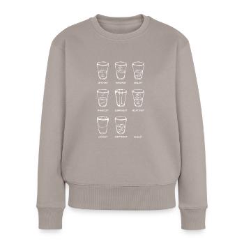 Point of View - The glass is ... (variant white) - Women's Premium Organic Jumper - taupe - Front - Julia (174cm)