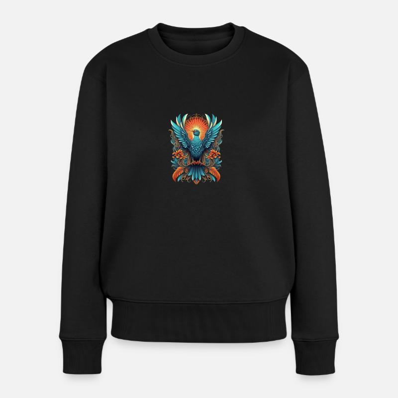 Bunter Paradiesvogel - Frauen Premium Bio Pullover - Schwarz