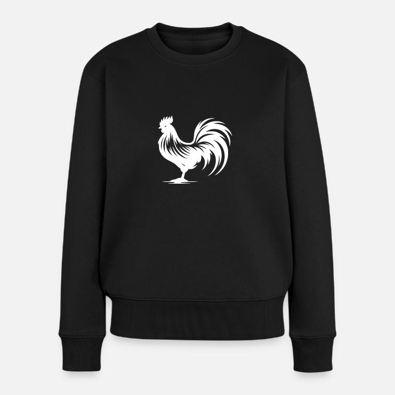 Klassicher Bauernhof Gockel - Frauen Premium Bio Pullover - Schwarz