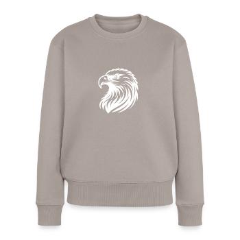 Majestätischer Adlerkopf mit detaillierten Linien - Frauen Premium Bio Pullover - Taupe - Vorne - Julia (174cm)