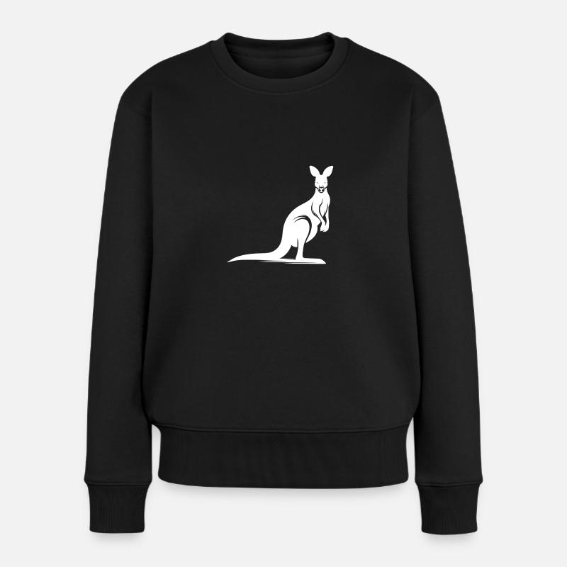 Silhouette eines anmutigen Kängurus - Frauen Premium Bio Pullover - Schwarz