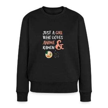 Just a Girl who loves Anime Ramen Geschenk - Frauen Premium Bio Pullover - Schwarz - Vorne - Julia (174cm)