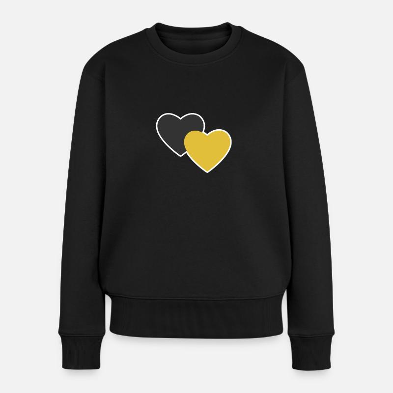 Schwarz Gelb Liebe Herz - Frauen Premium Bio Pullover - Schwarz