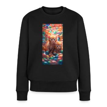 Niedliche Kätzchen - Frauen Premium Bio Pullover - Schwarz - Vorne - Julia (174cm)