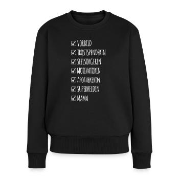 Apothekerin Mama Superheldin Checkliste - Frauen Premium Bio Pullover - Schwarz - Vorne - Julia (174cm)