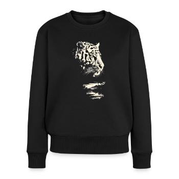 Tiger Wildkatze Jungle - Frauen Premium Bio Pullover - Schwarz - Vorne - Julia (174cm)