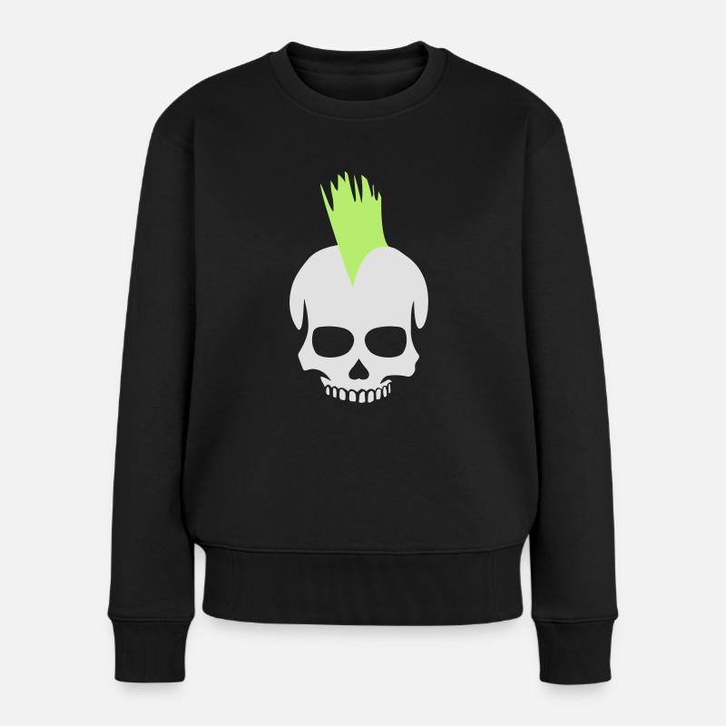 Punk Totenkopf - Frauen Premium Bio Pullover - Schwarz