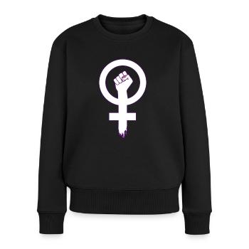 Stop Femizide, Gewalt an Frauen und Victim Blaming - Frauen Premium Bio Pullover - Schwarz - Vorne - Julia (174cm)