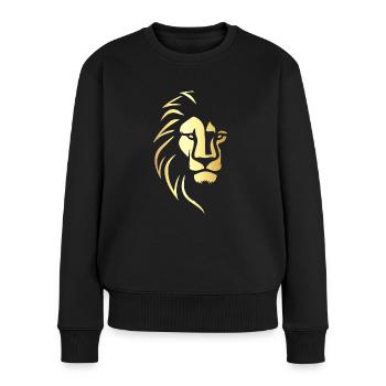 Goldener Löwenkopf - Frauen Premium Bio Pullover - Schwarz - Vorne - Julia (174cm)