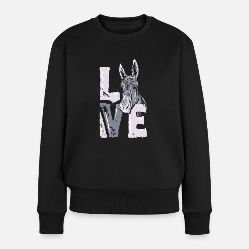 Esel - Frauen Premium Bio Pullover - Schwarz