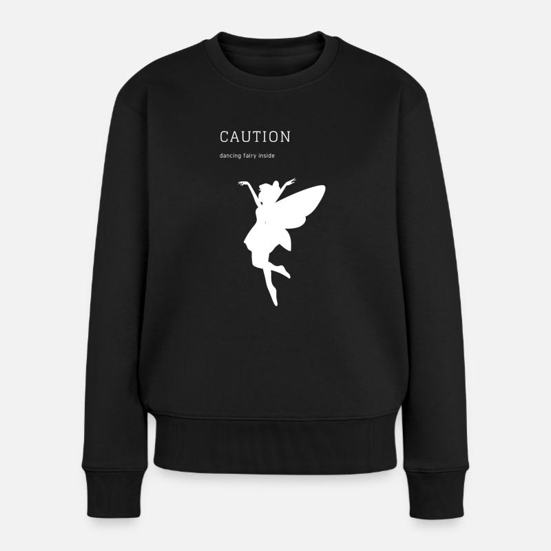 CAUTION - Frauen Premium Bio Pullover - Schwarz