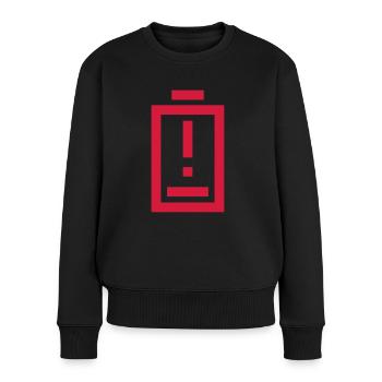 Avertissement Point d’exclamation Batterie vide - Pull Premium bio Femme - noir - Devant - Julia (174cm)