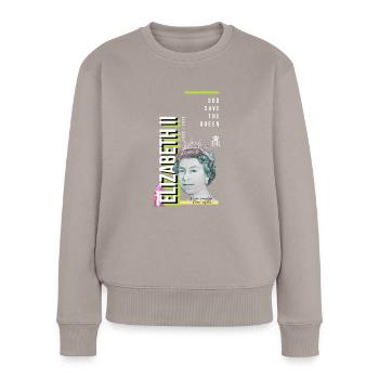 RIP Königin Elizabeth II., God Save the Queen, - Frauen Premium Bio Pullover - Taupe - Vorne - Julia (174cm)