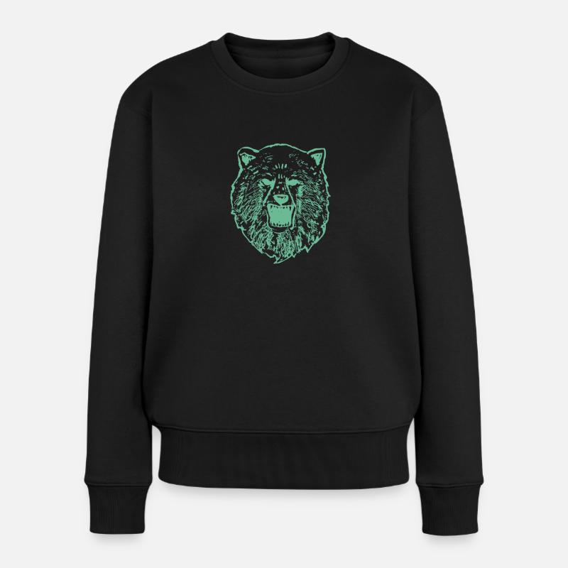 Der Bär ist los - Frauen Premium Bio Pullover - Schwarz
