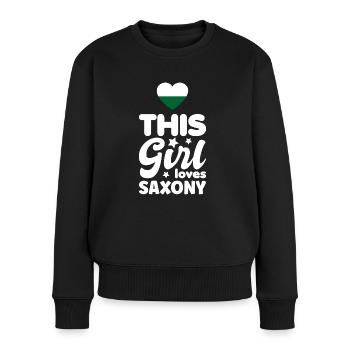 Sachsen Flagge Sächsische Fahne Ossi Urlaub SN - Frauen Premium Bio Pullover - Schwarz - Vorne - Julia (174cm)