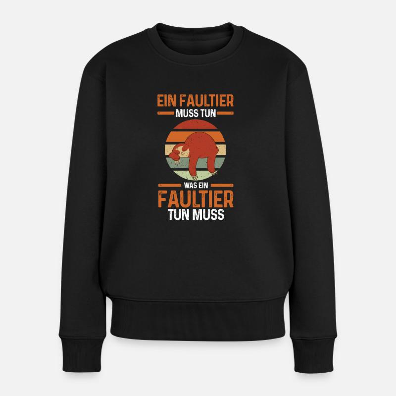 Faultier - Frauen Premium Bio Pullover - Schwarz
