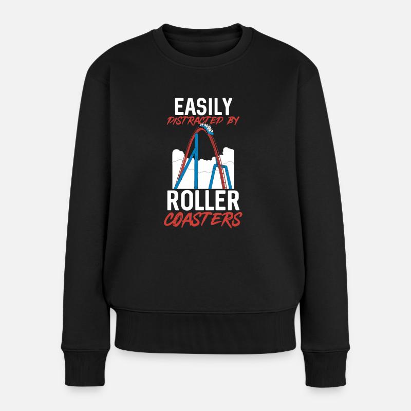 Achterbahn Rollercoaster Freizeitpark - Frauen Premium Bio Pullover - Schwarz