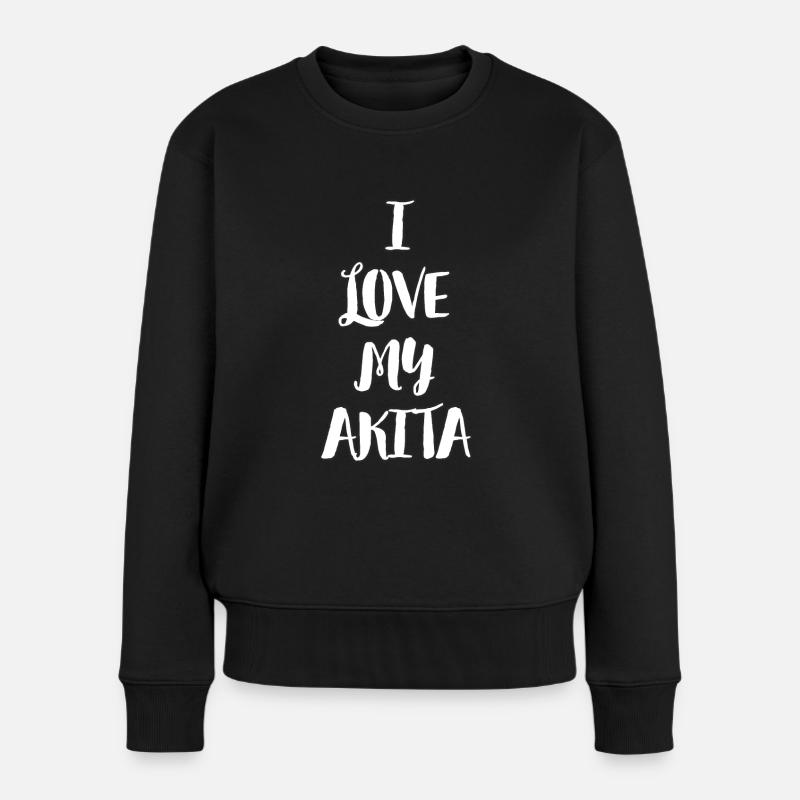 Ich liebe meinen Akita (weiß) - Frauen Premium Bio Pullover - Schwarz