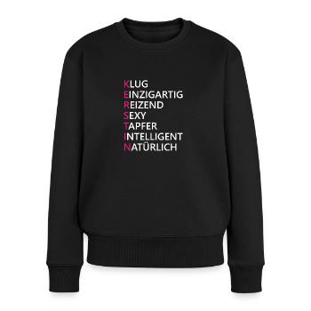 Kerstin Name Geschenk - Frauen Premium Bio Pullover - Schwarz - Vorne - Julia (174cm)