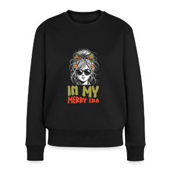 Weihnachten Xmas Spruch Winter In My Merry Era - Frauen Premium Bio Pullover - Schwarz - Vorne - Julia (174cm)