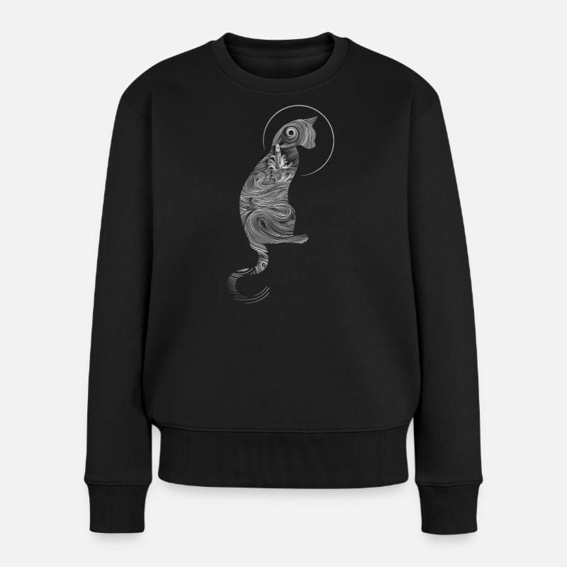 Illustration de chat mystique dans le style Zen - Pull Premium bio Femme - noir