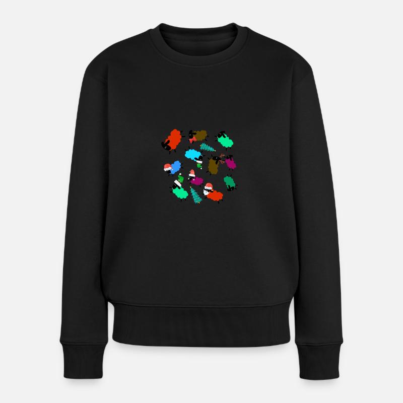 Moutons, Noël, Arbre de Noël, Homme de Noël - Pull Premium bio Femme - noir