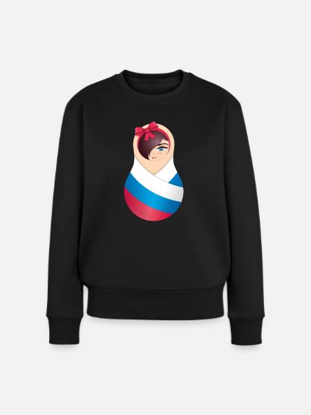 Matroschka Olga – Team Russia - Frauen Premium Bio Pullover - Schwarz
