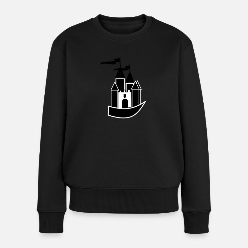 Burg - Frauen Premium Bio Pullover - Schwarz
