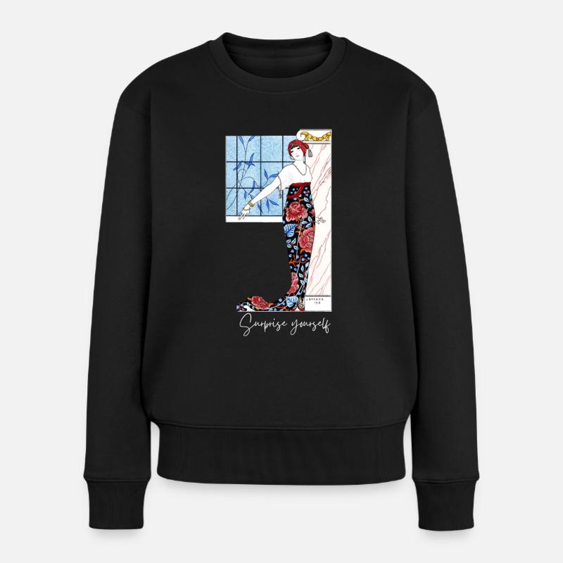 Art Deco 02 - Frauen Premium Bio Pullover - Schwarz