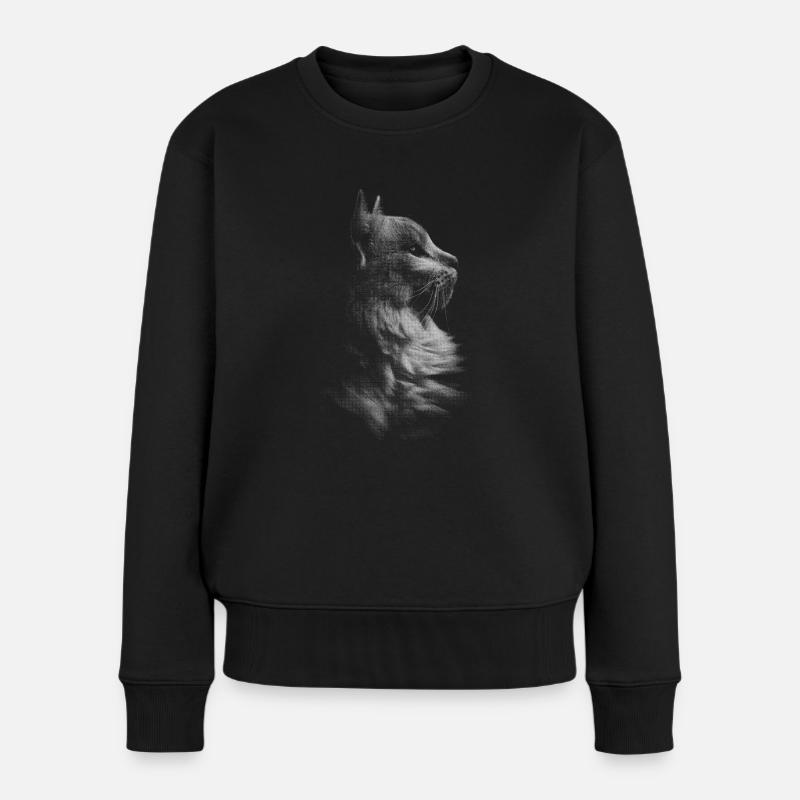 Katze - Frauen Premium Bio Pullover - Schwarz