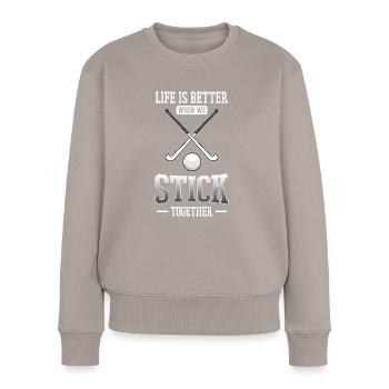 Feldhockey - Frauen Premium Bio Pullover - Taupe - Vorne - Julia (174cm)