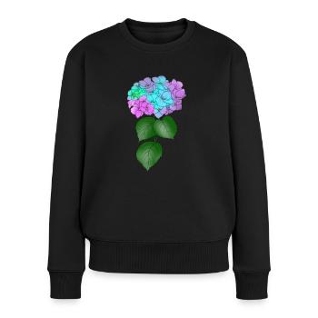 Hortensie Pflanze Blume bunt Frühling Natur - Frauen Premium Bio Pullover - Schwarz - Vorne - Julia (174cm)