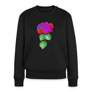 hortensia, plante, fleur, coloré, printemps, nature - Pull Premium bio Femme - noir - Devant - Julia (174cm)