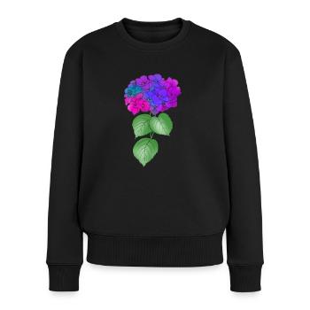 Hortensie Pflanze Blume bunt Frühling Natur - Frauen Premium Bio Pullover - Schwarz - Vorne - Julia (174cm)