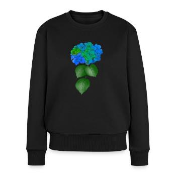 hortensia, plante, fleur, coloré, printemps, nature - Pull Premium bio Femme - noir - Devant - Julia (174cm)