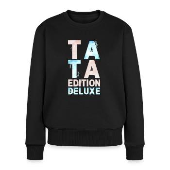TATA EDITION DELUXE PASTEL ROSE BLEU - Pull Premium bio Femme - noir - Devant - Julia (174cm)