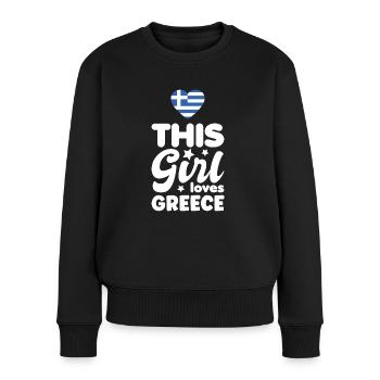 Griechenland Flagge Hellas Athen Griechische Fahne - Frauen Premium Bio Pullover - Schwarz - Vorne - Julia (174cm)