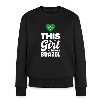 Brasilien Flagge Brasilianische Fahne Südamerika - Frauen Premium Bio Pullover - Schwarz - Vorne - Julia (174cm)