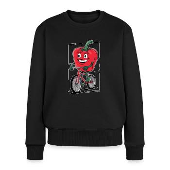 Paprika Geschenk - Frauen Premium Bio Pullover - Schwarz - Vorne - Julia (174cm)